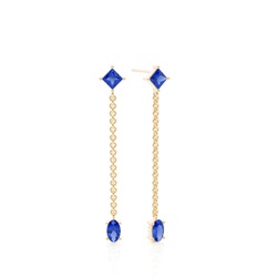 Blue Sapphire chain dangling delicate earring