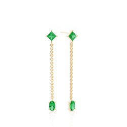 Emerald chain dangling delicate earring