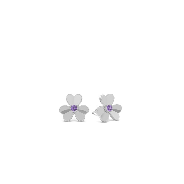 Amethyst clover dainty stud earring