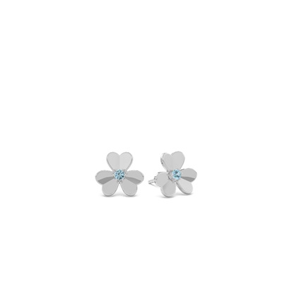 Aquamarine clover dainty stud earring