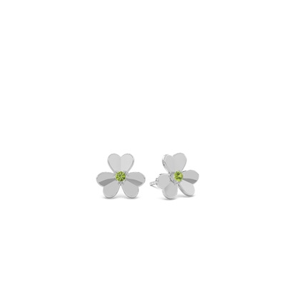 Peridot clover dainty stud earring