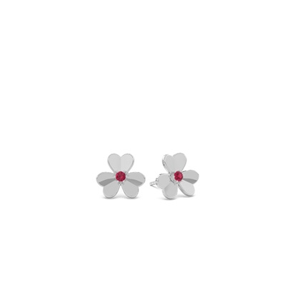 Ruby clover dainty stud earring