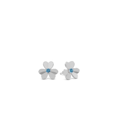 Blue Topaz clover dainty stud earring