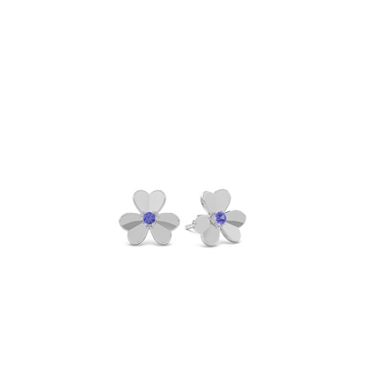 Tanzanite clover dainty stud earring