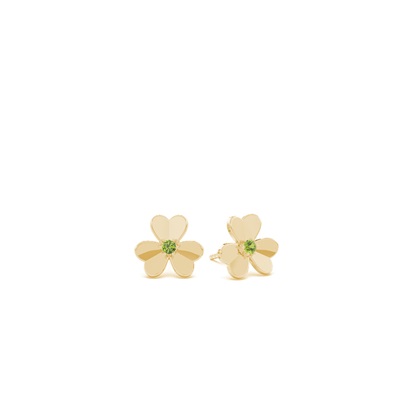 Peridot clover dainty stud earring