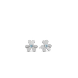 Aquamarine clover dainty stud earring