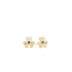 Tanzanite clover dainty stud earring