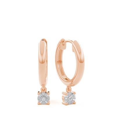 Rose Gold Diamond Hoop Diamond Earrings