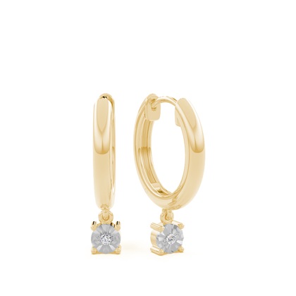Yellow Gold Diamond Hoop Diamond Earrings