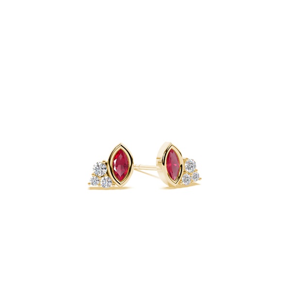 Ruby and diamond cluster dainty earring