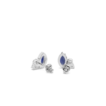 Blue Sapphire and diamond cluster dainty earring
