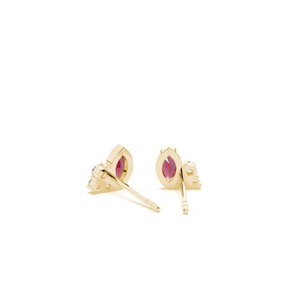Ruby and diamond cluster dainty earring