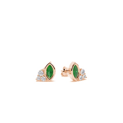 Emerald and diamond cluster dainty earring