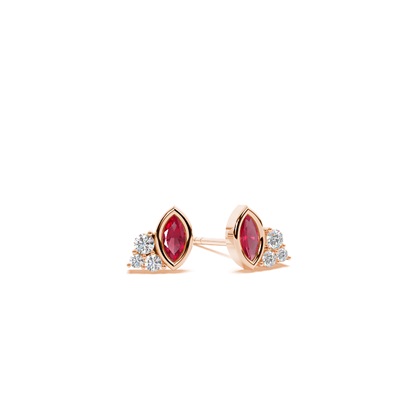 Ruby and diamond cluster dainty earring