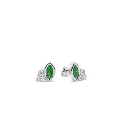 Emerald and diamond cluster dainty earring