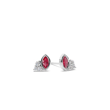 Ruby and diamond cluster dainty earring