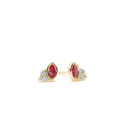 Ruby and diamond cluster dainty earring