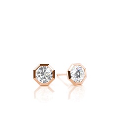 Hexagon Bezel Set Diamond Solitaire Earrings