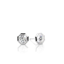 Hexagon Bezel Set Diamond Solitaire Earrings