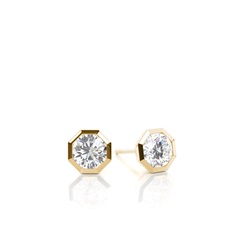 Hexagon Bezel Set Diamond Solitaire Earrings