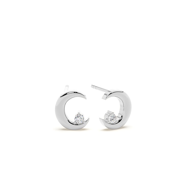 Moon Shape Diamond Dainty Earring