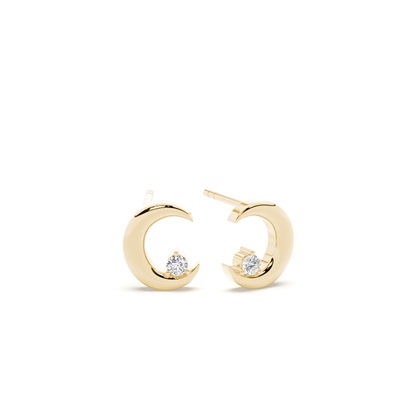 Moon Shape Diamond Dainty Earring