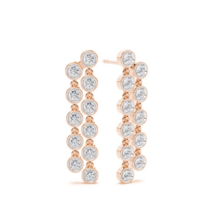 Round Rose Gold Designer Diamond Earrings
