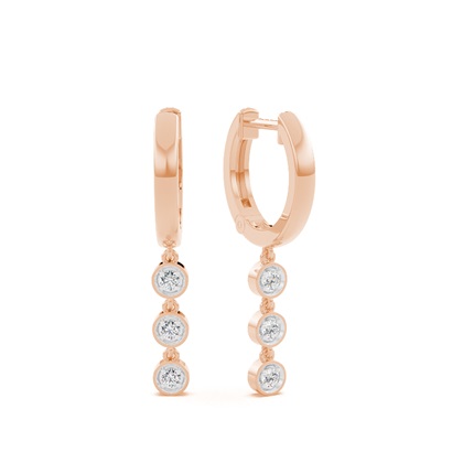 Round Rose Gold Designer Diamond Earrings
