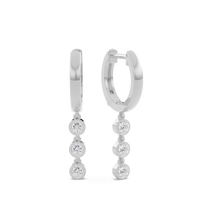 Jovial Diamond Disc Dangling hoop earring