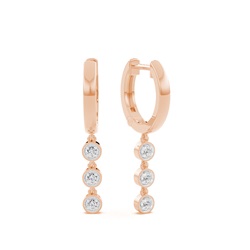 Jovial Diamond Disc Dangling hoop earring