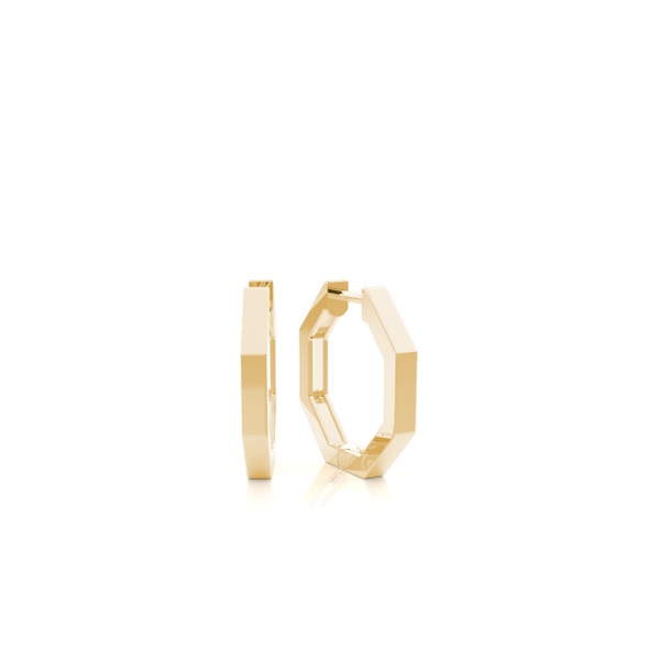 Plain Metal Everyday Octagonal Hoop Earring