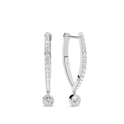 Dangling Bezel set Diamond Hoops