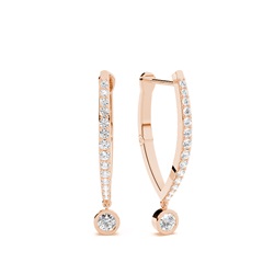 Dangling Bezel set Diamond Hoops