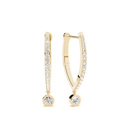 Dangling Bezel set Diamond Hoops