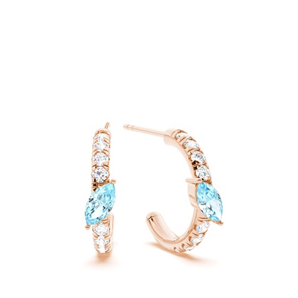 Marquise Shaped Aquamarine Diamond Hoops