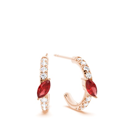 Marquise Shaped Garnet Diamond Hoops