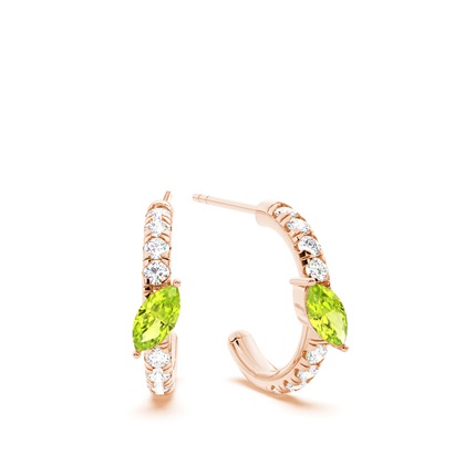 Marquise Shaped Peridot Diamond Hoops