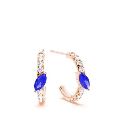 Marquise Shaped Tanzanite Diamond Hoops