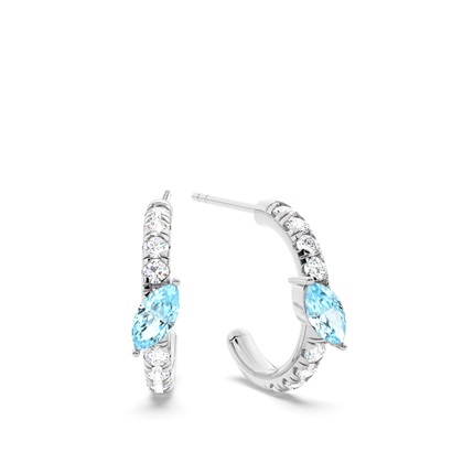 Marquise Shaped Aquamarine Diamond Hoops