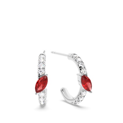 Marquise Shaped Garnet Diamond Hoops