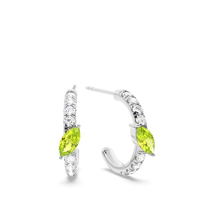 Marquise Shaped Peridot Diamond Hoops