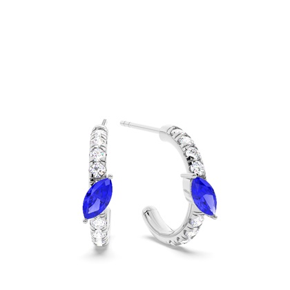 Marquise Shaped Tanzanite Diamond Hoops