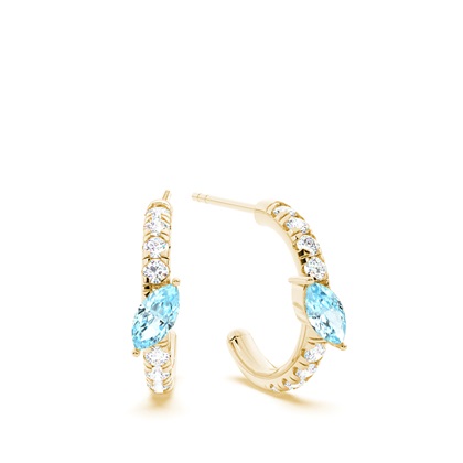 Marquise Shaped Aquamarine Diamond Hoops
