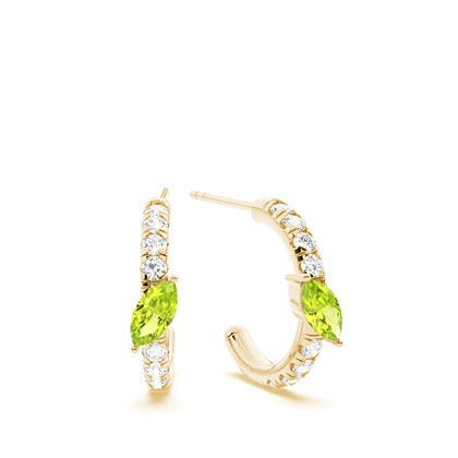 Marquise Shaped Peridot Diamond Hoops