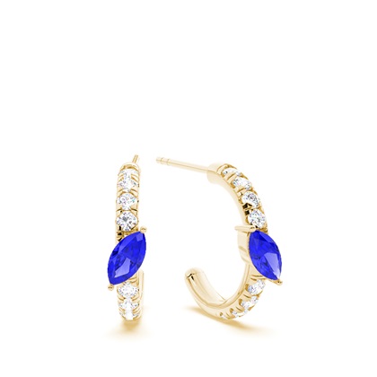 Marquise Shaped Tanzanite Diamond Hoops