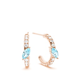 Marquise Shaped Aquamarine Diamond Hoops