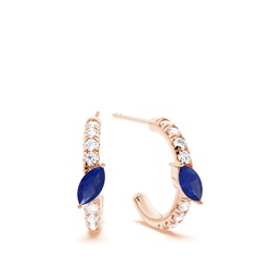 Marquise shaped Blue Sapphire Diamond Hoops