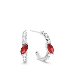Marquise Shaped Garnet Diamond Hoops