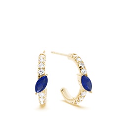 Marquise shaped Blue Sapphire Diamond Hoops