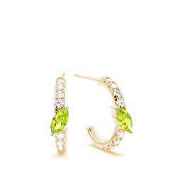 Marquise Shaped Peridot Diamond Hoops
